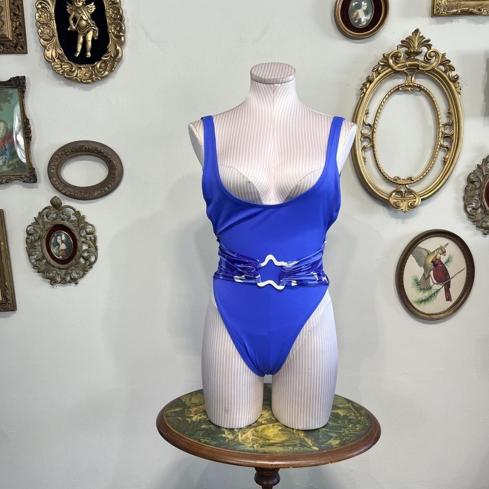 vintage 90s Viewpoint by Gottex Blue Belted One-Piece Swimsuit - Size 6